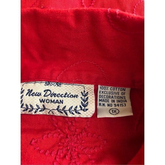 New Direction Womens Embroidered Jacket Solid Red Size 1X - Picture 12 of 12